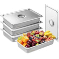 4 Pack Hotel Pans, Full Size Anti-Jam Steam Pan with Lid, 0.8mm Thick