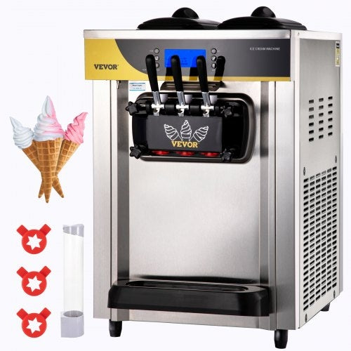 Commercial Ice Cream Maker, 22-30L/H Yield, Countertop Soft Serve