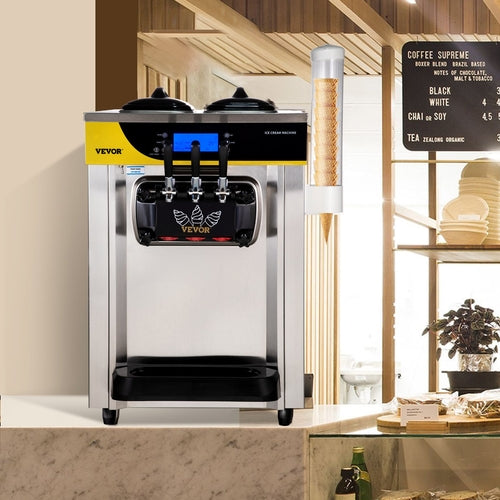 Commercial Ice Cream Maker, 22-30L/H Yield, Countertop Soft Serve